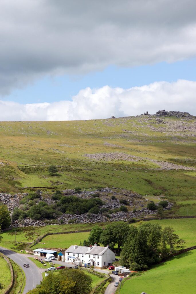 A beautiful view of the Dartmoor Inn Merrivale overlooking Dartmoor National park